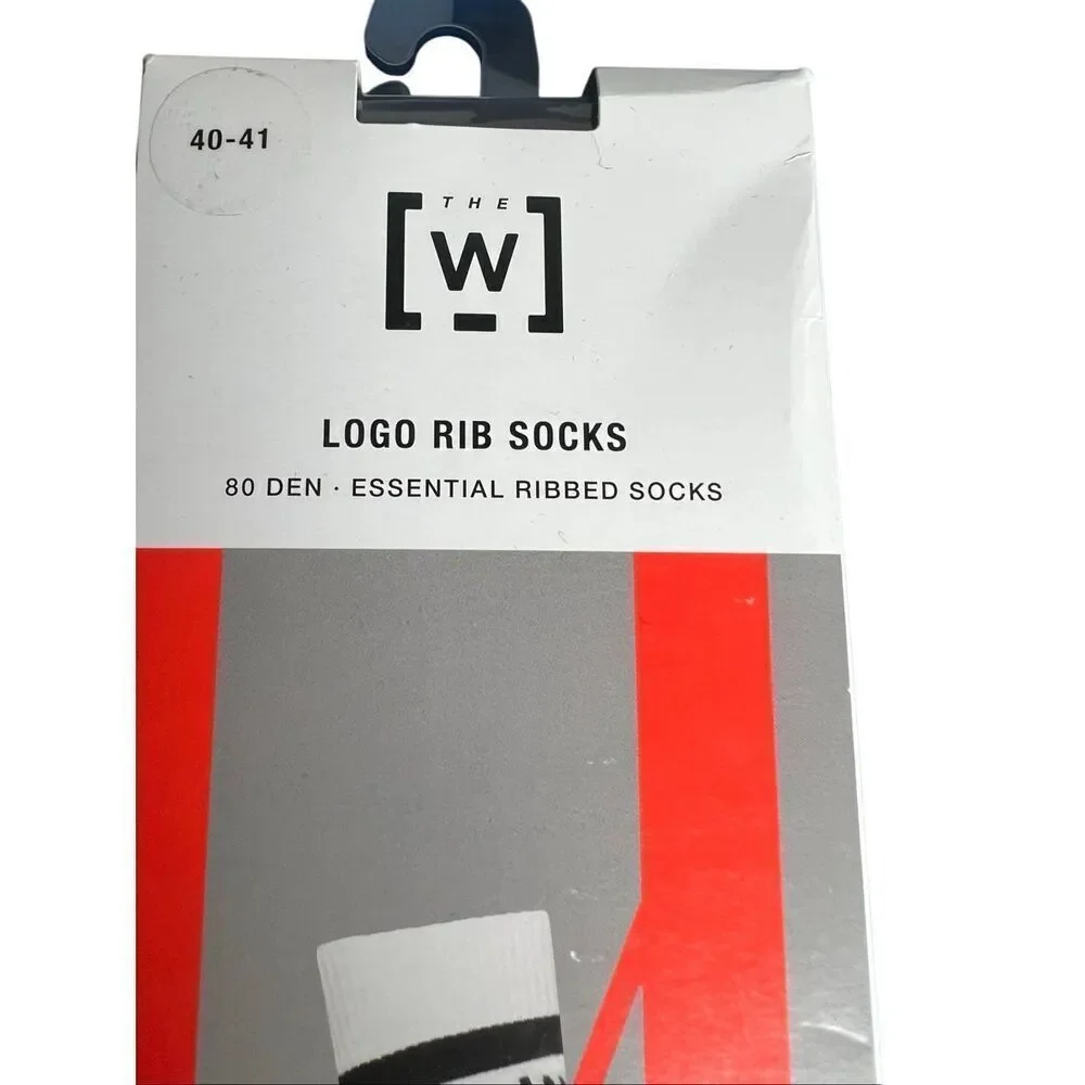 NWT Wolford The W Logo Rib Socks Sodalite Blue/Black Size 40-41